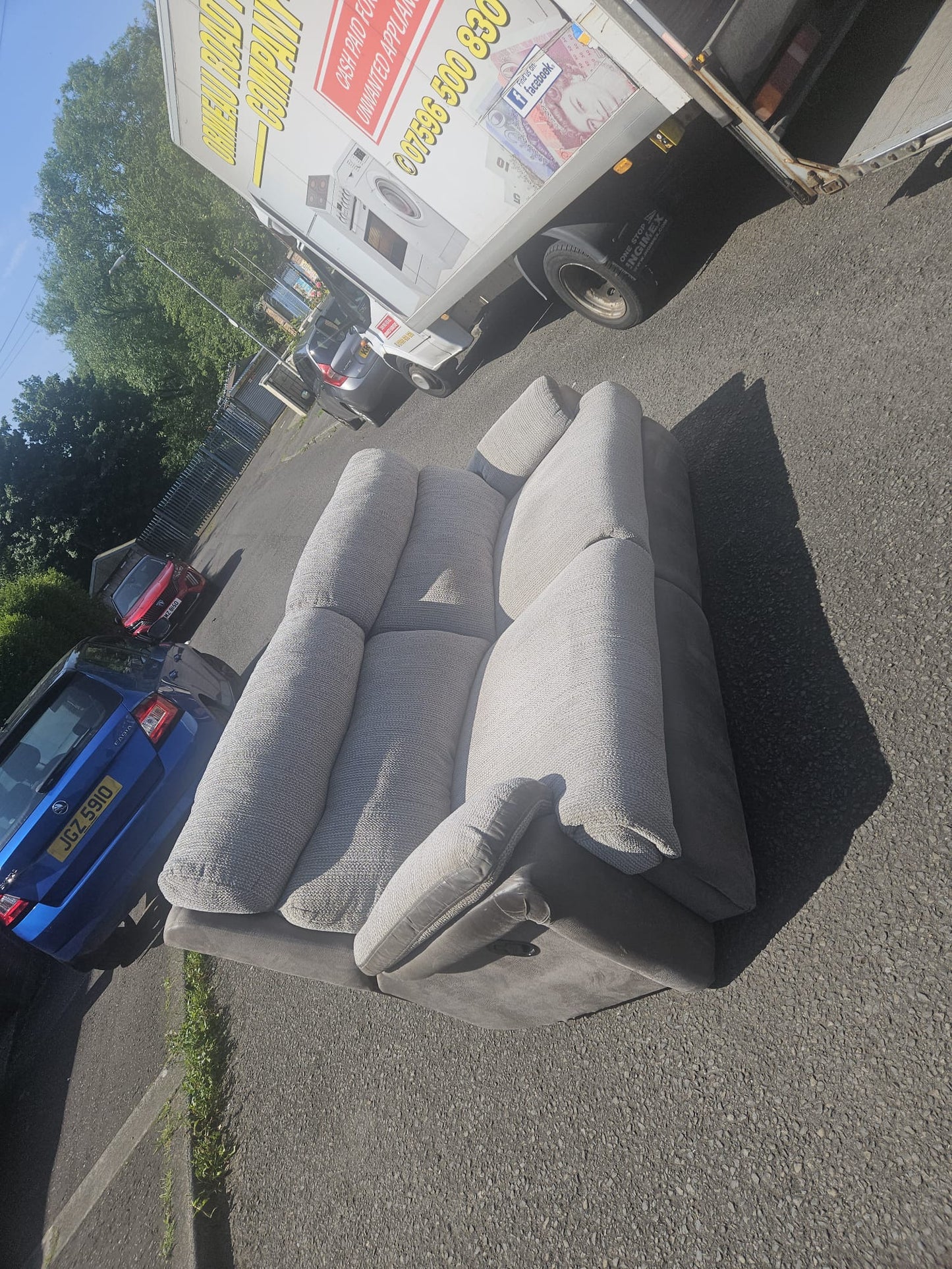Reclining Two Seater Sofa in Grey