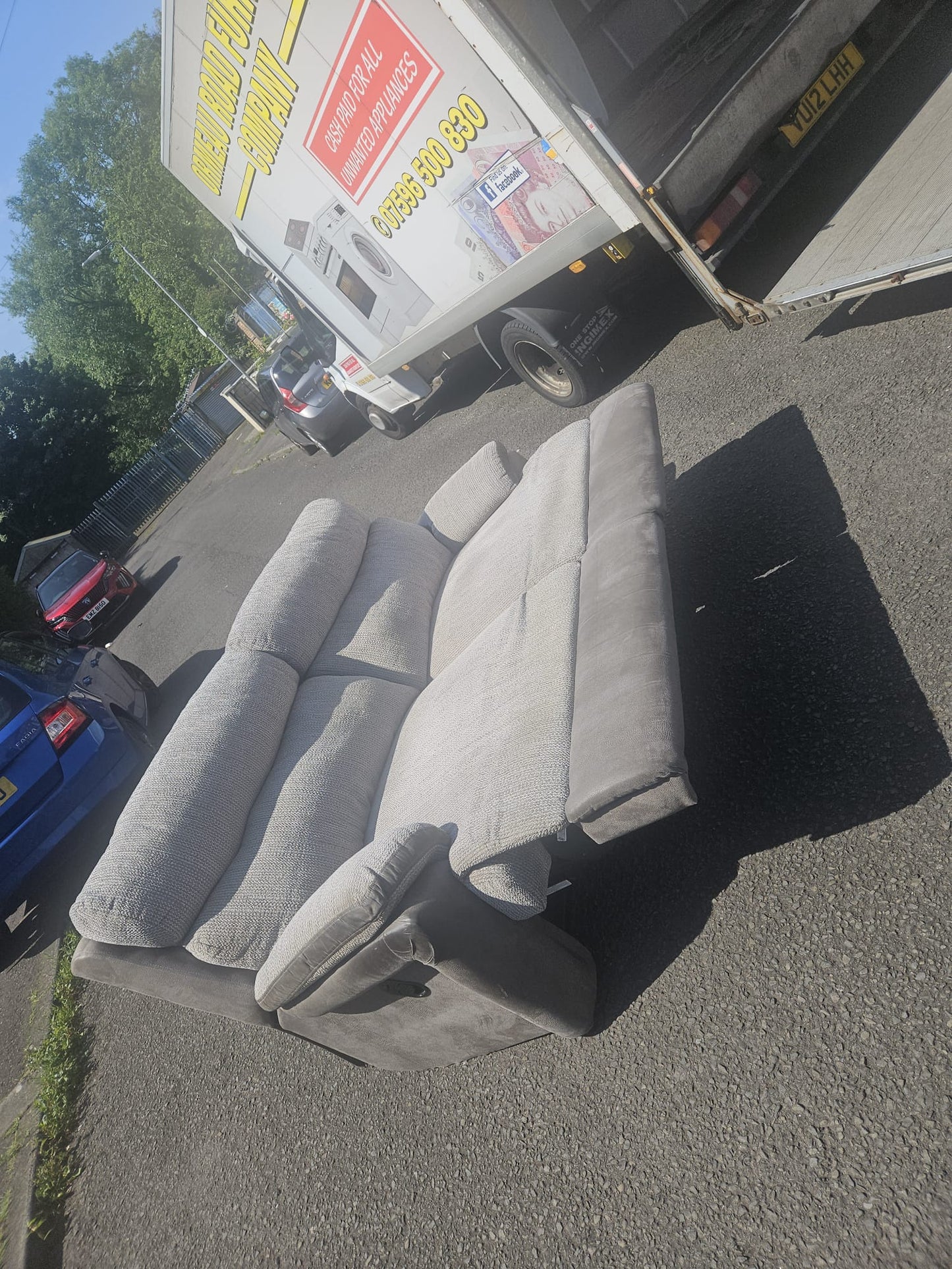 Reclining Two Seater Sofa in Grey