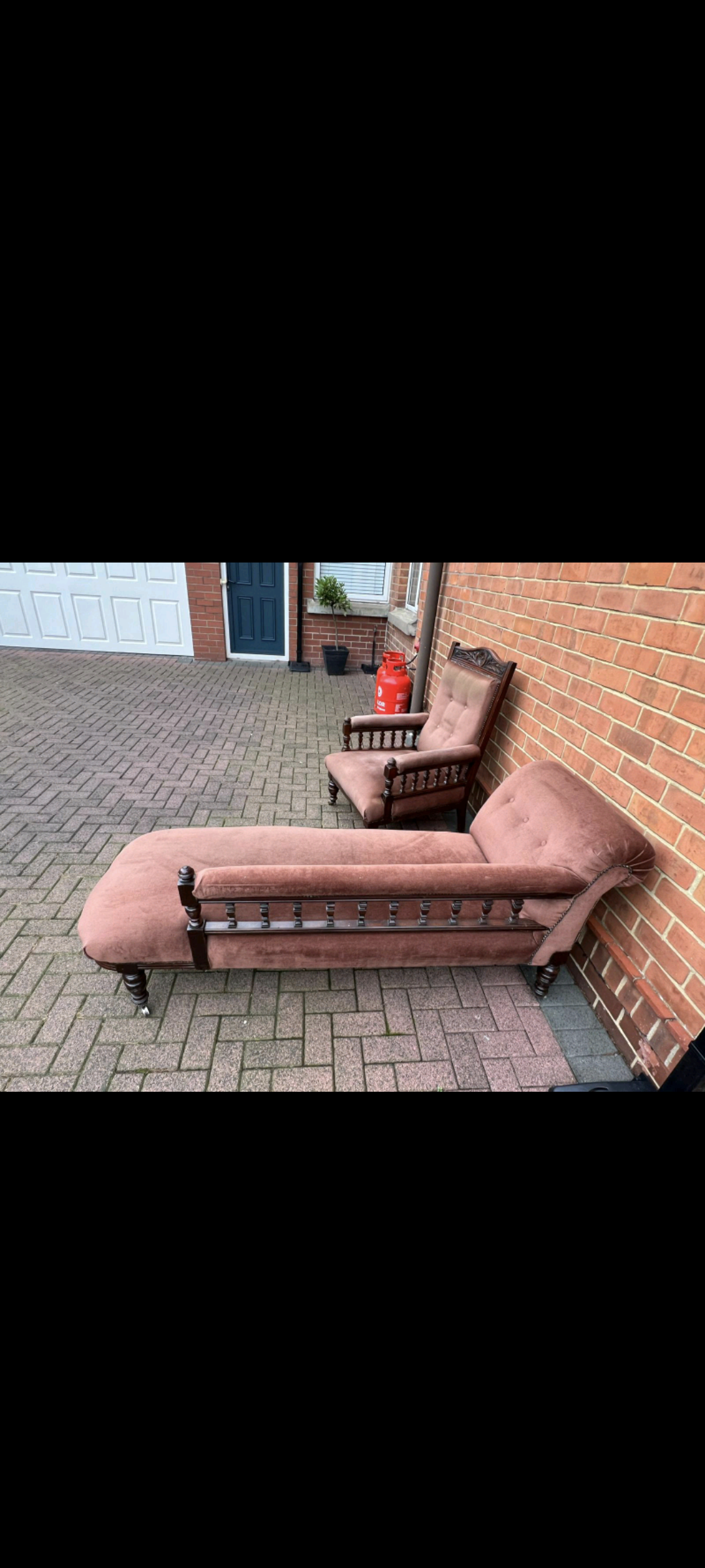 Antique Victorian Chair and Chaise Lounger