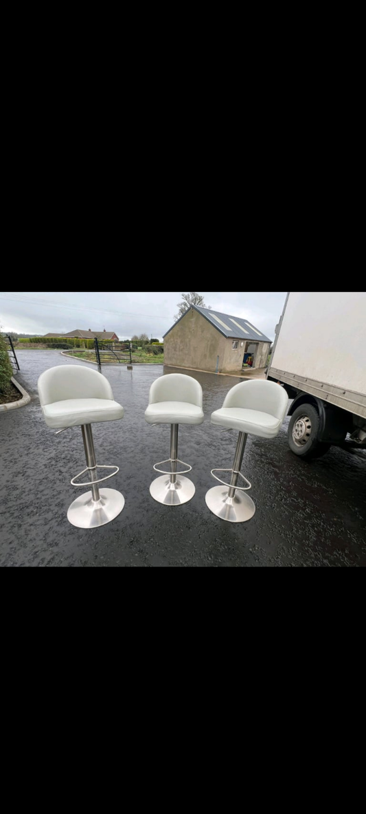 3 leather and chrome bar stools