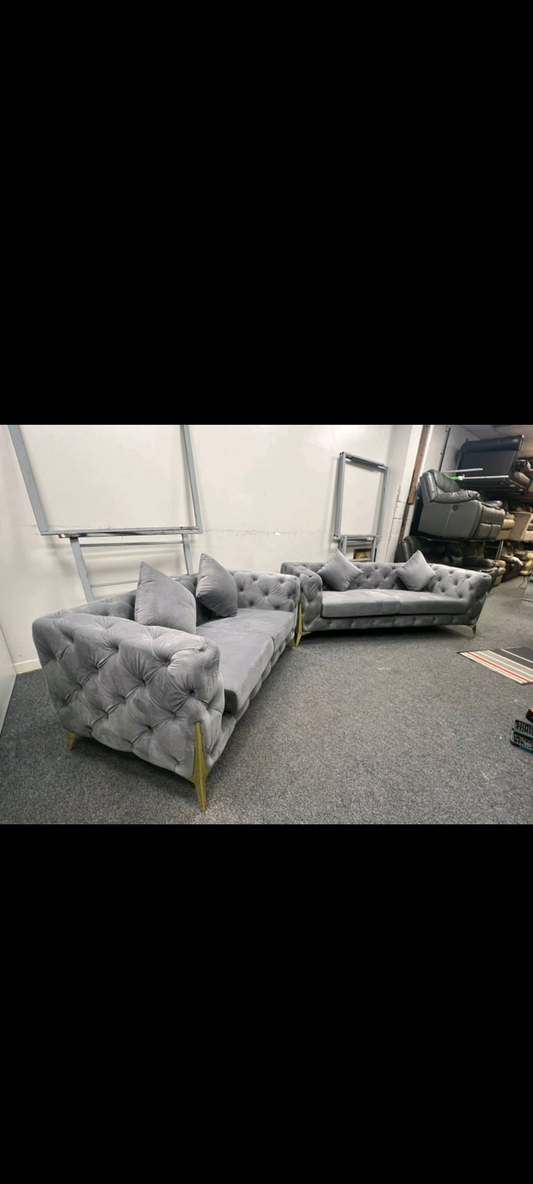 3&2 seater steel plush Cartier sofas