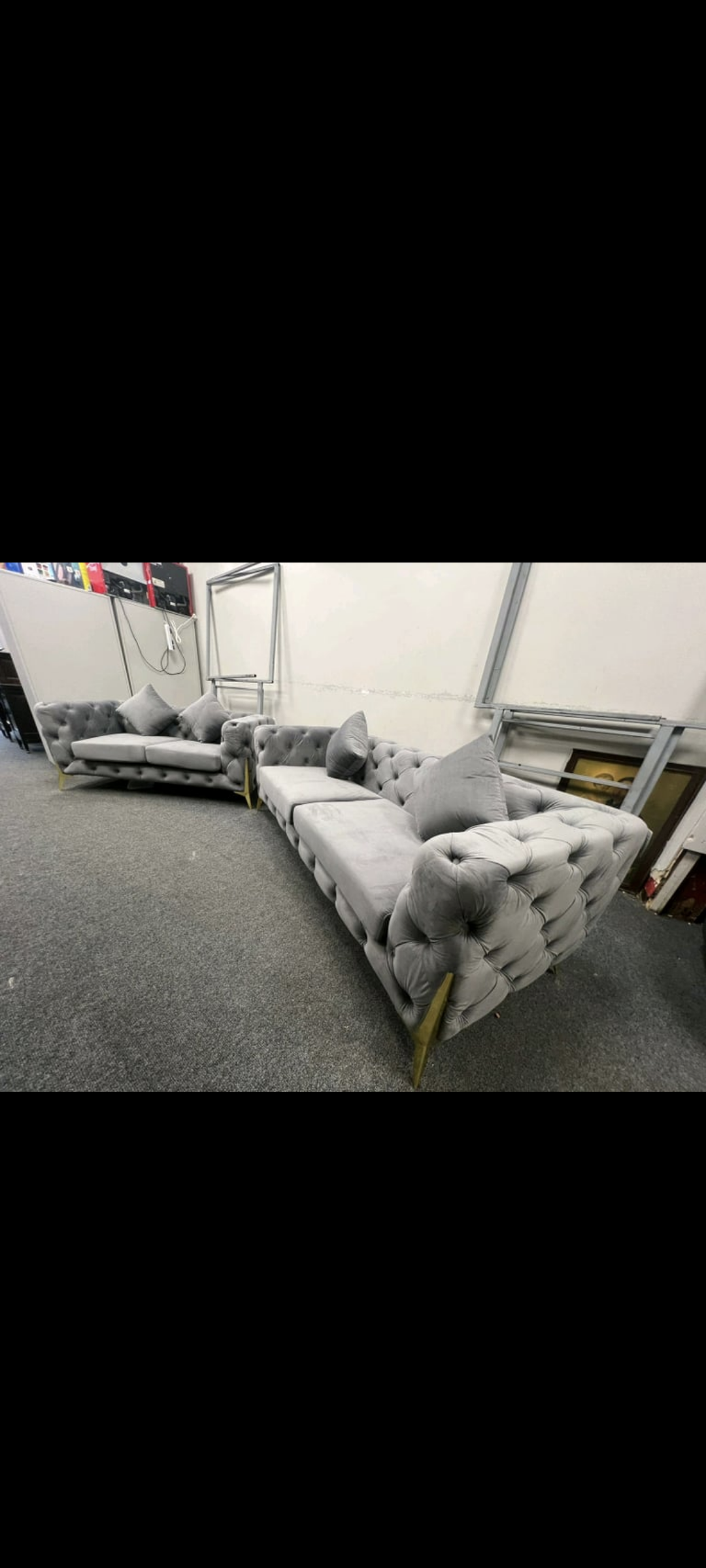 3&2 seater steel plush Cartier sofas